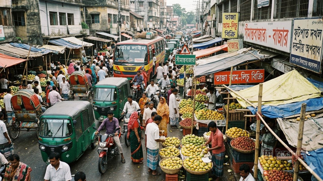 সড়ক দখল করে ব্যবসা, বাড়ছে দুর্ঘটনার শঙ্কা