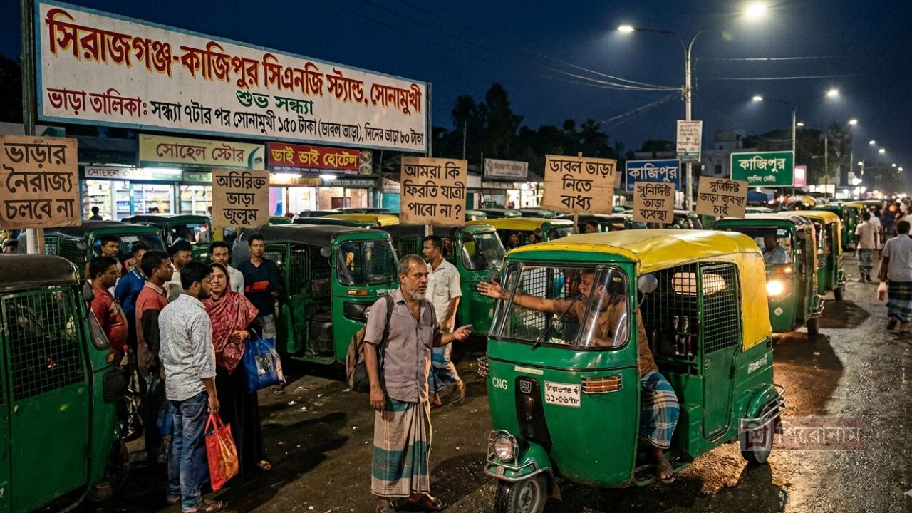 সিরাজগঞ্জ-কাজিপুর সড়কে সিএনজি ভাড়ার নৈরাজ্যে অতিষ্ঠ যাত্রীরা